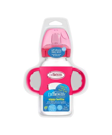 Dr. Brown's Wide-Neck Sippy Bottle 6M+ Pink 9 oz (270 ml) - Buy Online on GoSupps.com