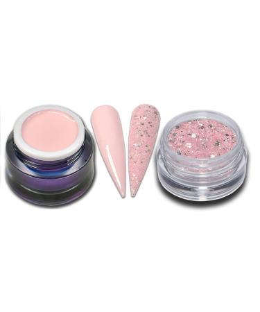 5ml Premium Color Gel Strawberry Cream Pastel Pink with Glitter Powder Set Nail Gel (Pack of 2) - Buy Online on GoSupps.com