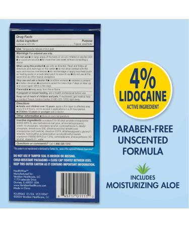 HealthWise 4% Lidocaine Roll-On | OTC Pain Relief Liquid | Non-Greasy & Unscented | 2.5 oz (73 mL) Topical Anesthetic - Buy Online on GoSupps.com