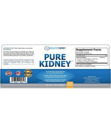 Pure Kidney Health Supplement & Renal Diet Cookbook: Rejuvenate with Low Protein Diet - 210 Pills - Buy Online on GoSupps.com