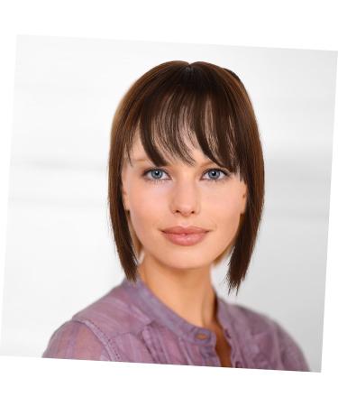 FRCOLOR Piece Invisible Wig Work Party Synthetic Hair Stylish Wigs Hair Extensions for Short Hair Human Hair Toppers for Women Air Bangs Reissue Block Miss Chemical Fiber 25.00X14.00X13.00CM Light Brown - Buy Online on GoSupps.com
