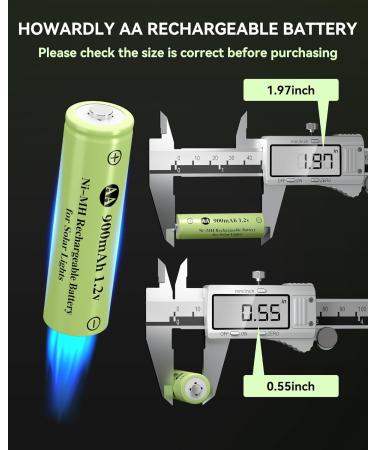 1.2V AA Ni-MH Rechargeable Batteries - 900mAh High Capacity for Solar Lights & Outdoor Use - 12 Pack - Buy Online on GoSupps.com