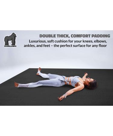 Gorilla Mats Premium Large Yoga Mat 6' x 4' x 8mm - Non-Toxic, Non-Slip Barefoot Exercise Mat for Home Workouts - Onyx Black/Grey - Buy Online on GoSupps.com