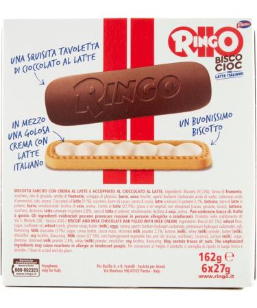 Pack of 6 Pavesi Ringo Bisco Cioc Latte Chocolate biscuits with milk and chocolate 162gr 6 snack - Buy Online on GoSupps.com