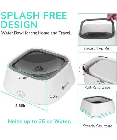 Lumoleaf Dog & Cat Water Bowl - Anti-Spill Slow Feed Gray Double Floating Plate - Buy Online on GoSupps.com