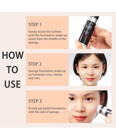CC Cream Foundation Stick with Air Cushion Sponge | Full Coverage Concealer | Moisturizing Brightening Nude Makeup - Best Pigment Liquid Foundation - Buy Online on GoSupps.com