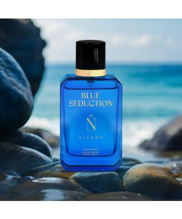 Nisara Blue Seduction Perfume For Men 50 ml | Long Lasting Eau De Parfum | Premium Perfume | Fresh-Aqua Aromatic Fougre Amber Fragrance | With Lemon Green Apple Patchouli| EDP Scent for men - Buy Online on GoSupps.com