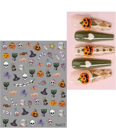 3D Halloween Nail Stickers 6 Sheets 5D Self-Adhesive Embossed Nail Decal Star Pumpkin Ghosts Nail Art Decoration Design Supplies - Buy Online on GoSupps.com