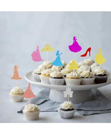 Arthsdite 30Pcs Princess Cupcake Toppers Crown Castle Girl High Heel Cake Toppers Decorations Birthday Fruits Picks for Princess Girl Baby Shower Theme Party Decoration New Princess - Buy Online on GoSupps.com