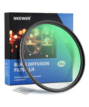 NEEWER 43mm Black Diffusion 1/8 Filter Mist Dreamy Cinematic Effect Filter Ultra Slim Water Repellent Scratch Resistant HD Optical Glass, 30 Layers Nano Coatings for Video/Vlog/Portrait Photography