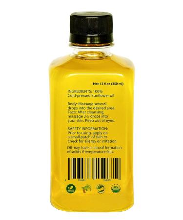 DAANA Organic Sunflower Oil for Skin - Extra Virgin, Cold Pressed - 12 fl oz - Buy Online on GoSupps.com