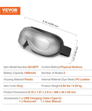 VEVOR Eye Massager with Heat - 5 Modes Bluetooth Music Foldable for Eye Strain & Migraines - Perfect Gift for Parents - Buy Online on GoSupps.com