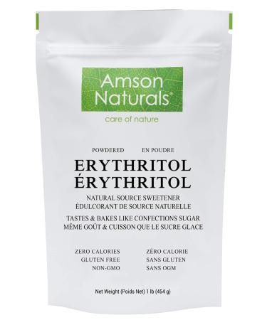 Erythritol Powdered Sweetener 1 lb / 454 g / 16 oz - Confectioners Natural Sugar Substitute No Calorie Sweetener Non-GMO Gluten free. 454 g (Pack of 1)
