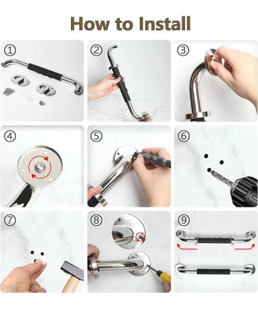 2 Pack 16 Inch Anti-Slip Bathroom Handicap Grab Bars for Seniors - Tesuchan 16inch - Buy Online on GoSupps.com