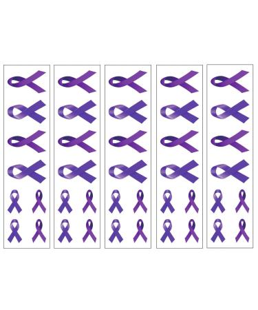 40 Purple Ribbon Temporary Tattoos: Pancreatic Cancer Awareness Tattoo