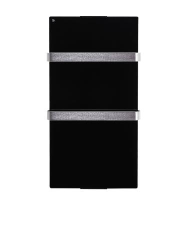 PURLINE ZAFIR V600T B - Electric towel rail radiator made of black tempered glass WIFI app control and weekly program