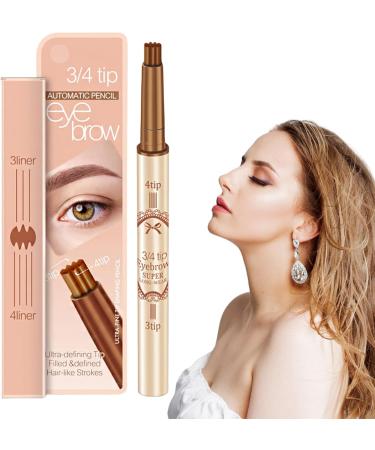 Microblading Eyebrow | Waterproof Eyebrow Eyebrow Makeup with Natural-Looking Microblading Eye Brow Pencil with -4 Tip for Mother Makeup Lover Pochy Light Brown - Buy Online on GoSupps.com