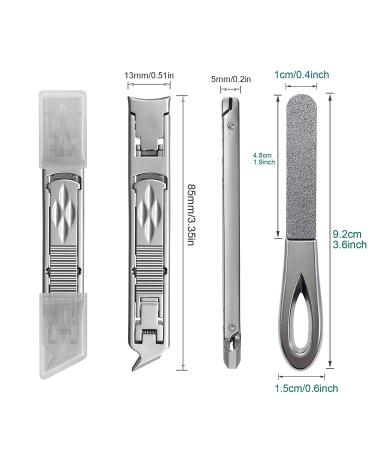 VOGARB Portable Nail Clippers for Thick Nails - Wide Jaw Opening Cutter with File - Travel Toenail & Fingernail Trimmer - Silver - Buy Online on GoSupps.com