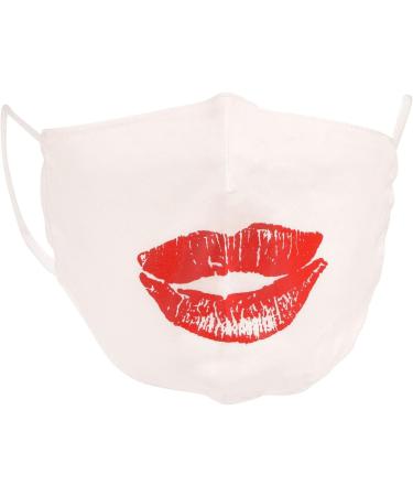 Stylbreaker Women's Cotton Fabric Mask - Single-Colored with Motifs Double-Layer Washable Community Mask 08040007 (White Kiss Mouth) - International Shipping Available - Buy Online on GoSupps.com
