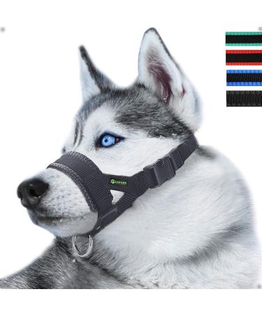 Nylon Soft Dog Muzzle for Dogs Prevent Anti Biting Barking and Chewing Adjustable Loop (XL Black) XL Black