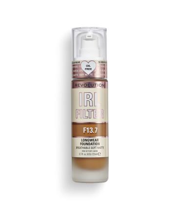 Makeup Revolution IRL Filter Longwear Foundation Medium to Full Coverage Matte Finish 16 Hour Wear F13.7 Dark Skin Tones 23ml F13.7 23 ml (Pack of 1)