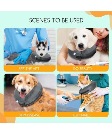 Nobleza Inflatable Protective Collar for Dogs & Cats | Adjustable Comfortable Recovery Collar for Post-Surgery & Injuries | Velcro Fastener | Gray (S) 6-10inch - Buy Online on GoSupps.com