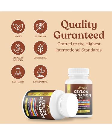 Athletic Choice Ceylon Cinnamon Supplement 6-in-1 Extract w/ACV Turmeric Ginseng Alpha Lipoic Acid & Black Pepper Powder 60 Pills Non-GMO & Gluten-Free Ceylon Cinnamon Capsules - Buy Online on GoSupps.com