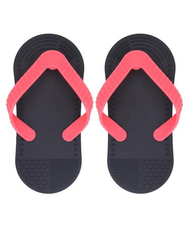 Silicone Flip-Flop Baby Bite Ring - Reusable Teething Toy for Gum Relief & Emotional Calm | Black - Buy Online on GoSupps.com