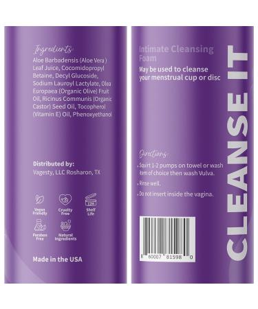 Vagesty pH Balanced Intimate Feminine Cleansing Wash - Unscented Natural Ingredients for Sensitive Skin and Menstrual Cup Cleaner - Buy Online on GoSupps.com