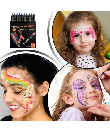 Body markers washable glitter kit 1 set of face painting pens cosmetic skin stencils colorful creative markers for children teens women men parties - Buy Online on GoSupps.com