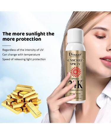 Buy SPF60 24K Gold Sunscreen Spray - Anti-Aging Sunblock for Face & Body Care | 160ml | International Shipping Available - Buy Online on GoSupps.com