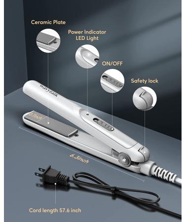 Wavytalk Mini Flat Iron 0.7 Inch Ceramic Hair Straightener - Small Flat Iron for Short Hair, Curls, Bangs, Travel-Friendly (White) - Buy Online on GoSupps.com