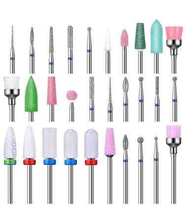 30 Pieces Nail Drill Bits Set Kit with Box  3/32 Ceramic File Nail Drill Bits  Diamond Nail Drill Bits for Nails Cuticle Remover Acrylic Gel Nails Cuticle Manicure Pedicure for Home Salon - Buy Online on GoSupps.com