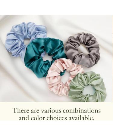 LILYSILK Silk Hair Scrunchies for Frizz Prevention 100% Mulberry Silk Hair Ties for Breakage Prevention Elastic ponytail Holders(Dark Olive+Ivory) - Buy Online on GoSupps.com