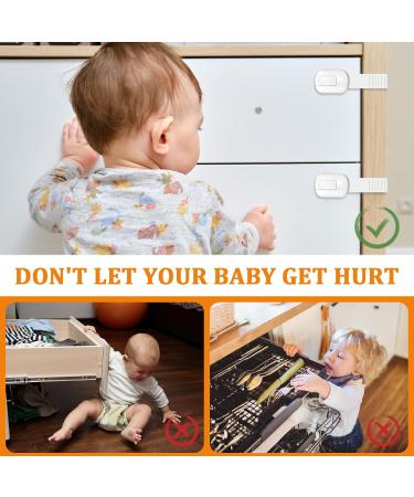 10 Child Safety Cabinet Locks - Self-Adhesive Drawer Locks for Cupboards & Fridges - No Drilling Needed - White - Buy Online on GoSupps.com