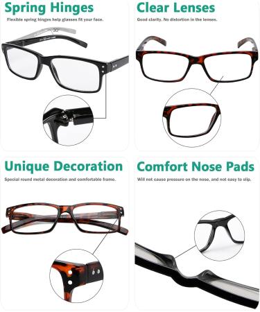 Eyekepper 5-Piece Classic Spring Hinge Reading Glasses Set - 3 Black & 2 Tortoiseshell Sun Readers 3.0 Diopters - International Shipping Available - Buy Online on GoSupps.com
