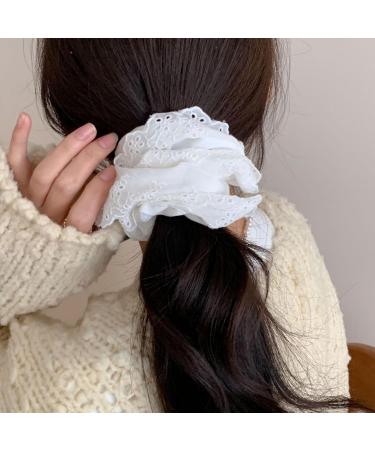 PURPLELILY Lace Scrunchies for Women Large Elastic Hair Scrunchy Eye Catching Hair Rope French Hair Bobbles Ponytail Holder Red - Buy Online on GoSupps.com