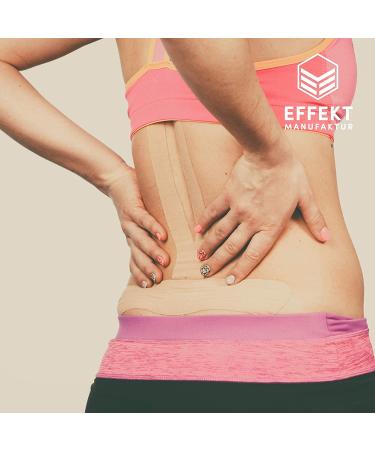 Effekt Pre Cut Kinesiology Tapes Waterproof - 25 Strips, 10'' x 2'' - Elastic Physio Tape for Muscle Support and Injury Recovery | Medical Tape in Beige - Buy Online on GoSupps.com