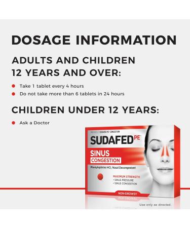 Sudafed PE Maximum Strength Non-Drowsy Decongestant Tablets - 36 ct | Effective Sinus Congestion Relief | International Shipping Available - Buy Online on GoSupps.com