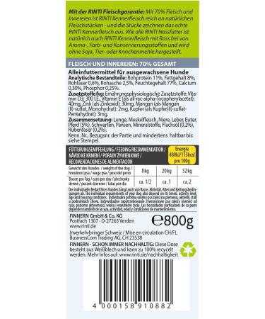 RINTI Kennerfleisch Ross 12 x 800 g - Premium Dog Food for Healthy Pets | International Shipping Available - Buy Online on GoSupps.com