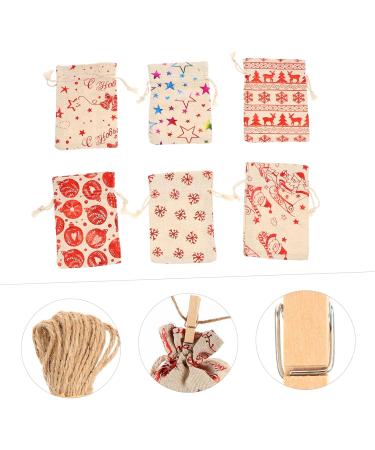 BCOATH 24pcs Countdown Candy Bag Advent Calendar Pouches Drawstring Bag Bags Tag Wood - Buy Online on GoSupps.com