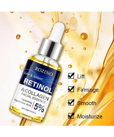 Retinol and Collagen Facial Essence Anti- Aging Firm and Plump Face Serum Reduce Fine Line Day and Night Serum with 5% Hyaluronic Acid wrinkle Reduction Essence liquid 1.014 fl oz - Buy Online on GoSupps.com
