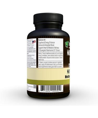 Dr. Greenic Mushroom All 12X 12 in 1 Premium Mushrooms 20:1 Extract Blend Supplement 90 Capsules | One Capsule 90 Serving | 15000MG Equivalent Raw Mushroom Complex | Ultra-Potent 12 Mushrooms Ext - Buy Online on GoSupps.com