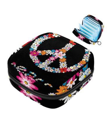No War Peace Flower Symbol Sanitary Napkins Storage Pocket Menstruation Pad Bag Sorten menstrual cup pocket with zipper for teenagers girls women women