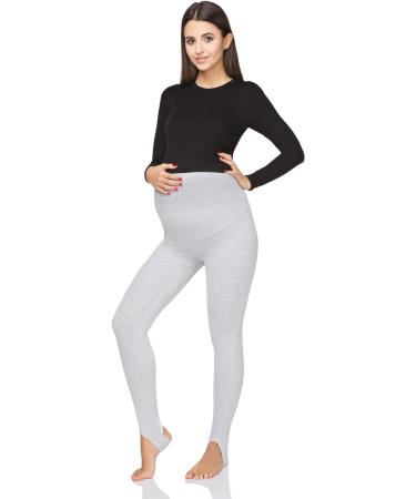 FUTURO FASHION Women's Maternity Fleece Lined Stirrup Leggings | Over Bump Belly Support, High Waisted and Comfortable Winter Pants | Stretchy Cotton Blend | UK 10 Ashen - Buy Online on GoSupps.com