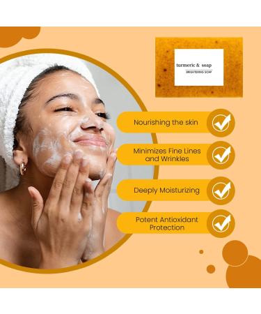  LinBomZony Lemon Turmeric Soap for Face & Body - Natural Brightening Soap with Turmeric Extract - Removes Impurities and Rashes - Moisturizes Dry Skin and Skin - 2 Pack - Buy Online on GoSupps.com