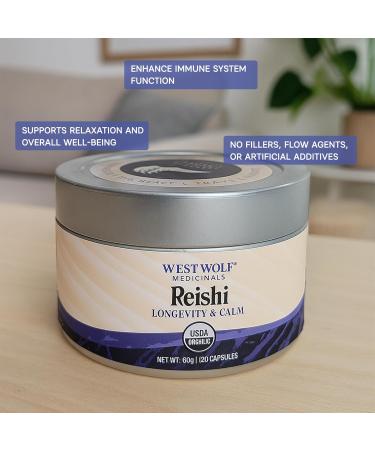 West Wolf Medicinals Reishi Mushroom Extract Capsules Premium Organic Reishi Mushroom Extract with 40%+ Beta-Glucans | Vegan Non-GMO Reusable Tin | 120 Capsules / 4 Month Supply - Buy Online on GoSupps.com