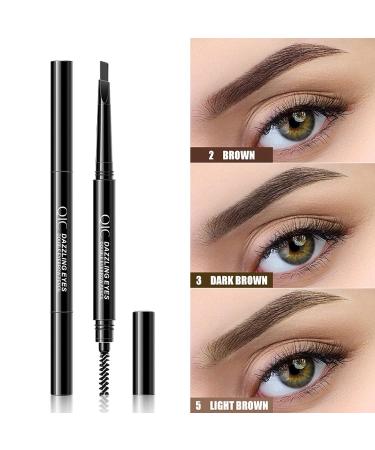 QIC 0.3g Double-Headed Eyebrow Pencil | Waterproof Triangle Refill & Brush | Light Brown Shade | Long-Lasting Eyebrow Pen for Beginner | Cosmetic Eye Makeup Tool - Buy Online on GoSupps.com