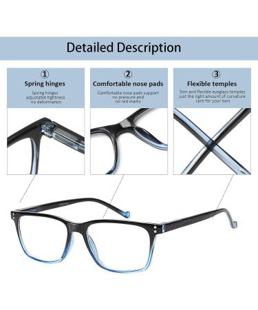 Cojwis 5-Pack Classic Reading Glasses for Men & Women - Comfortable Rectangular Optical Aid Springs Hinge 1.75x Magnification 5 Colors - Buy Online on GoSupps.com