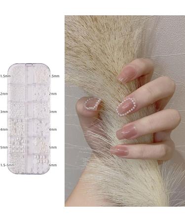 Different Sizes DIY Portable Nail Rhinestones Decoration with Storage Box Pure White Pearl Shape for Weddings Parties Daily - Buy Online on GoSupps.com